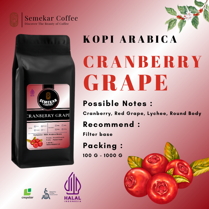 

Semekar Coffee - Biji Kopi Cranberry Grapes Natural Anaerob Process Roasted Beans