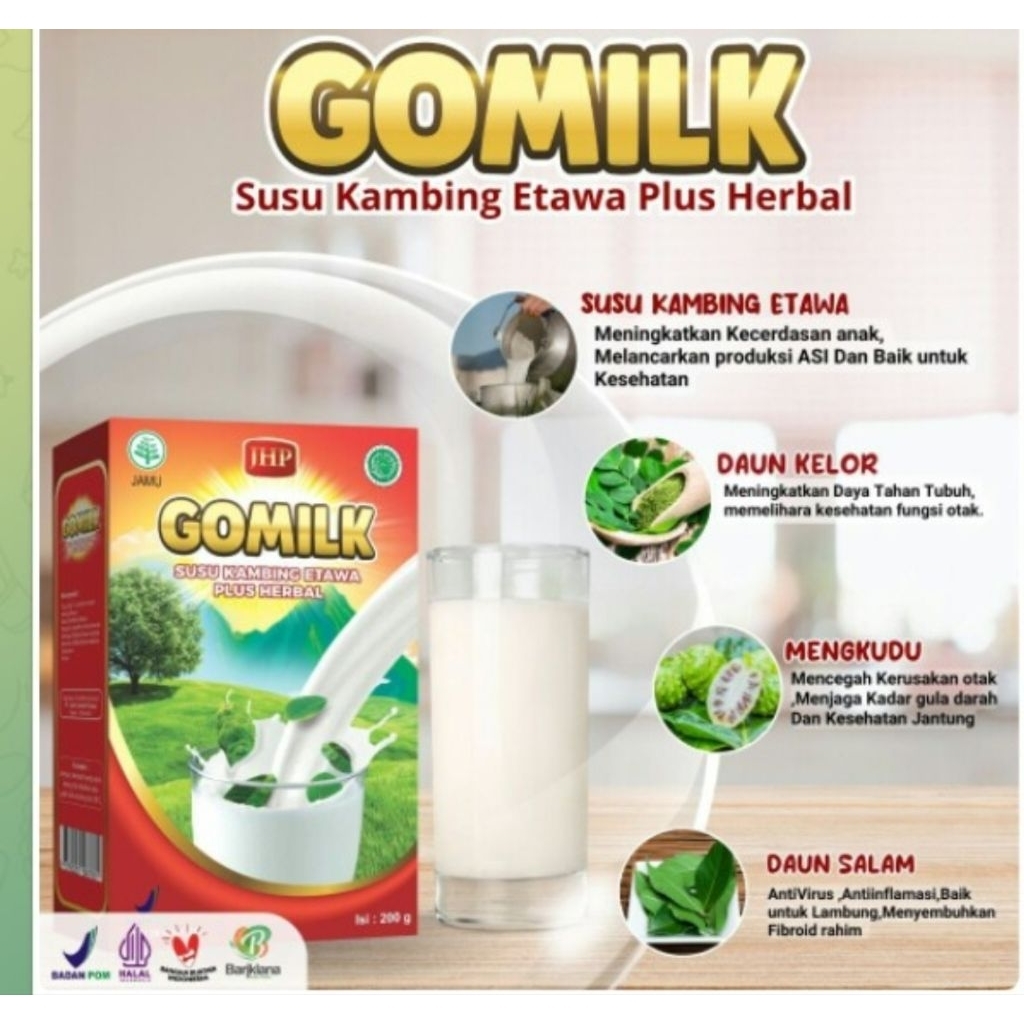 

GOMILK SUSU KAMBING ETAWA PLUS DAUN KELOR,MENGKUDU DAN DAUN SALAM