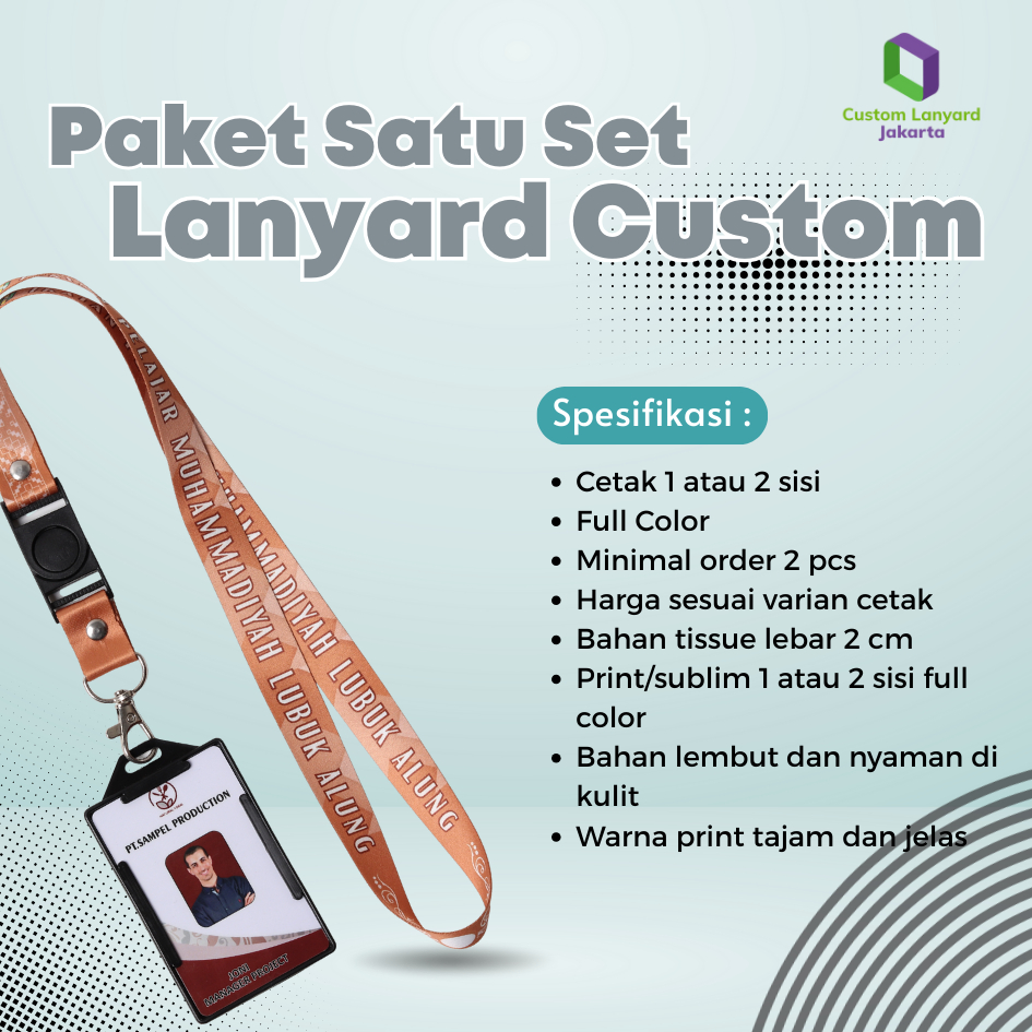 

SATU SET PAKET NAME TAG TALI LANYARD PRINT SUBLIM PREMIUM FRAME STANDAR