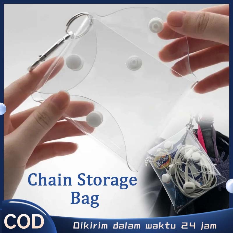 Tas PVC Pouch Serbaguna untuk Tempat Earphone Dompet Kartu Tas Gantungan Kunci