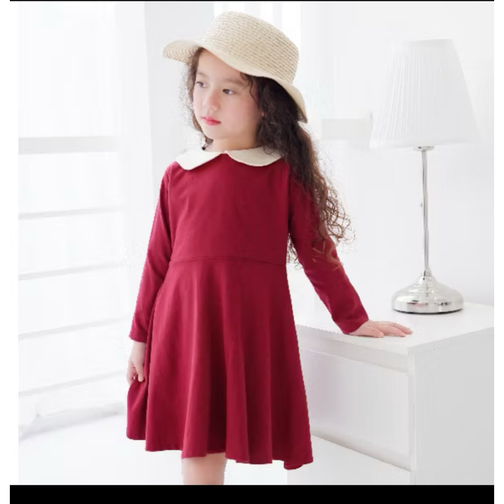 Preloved dress anak warna maroon gamis anak