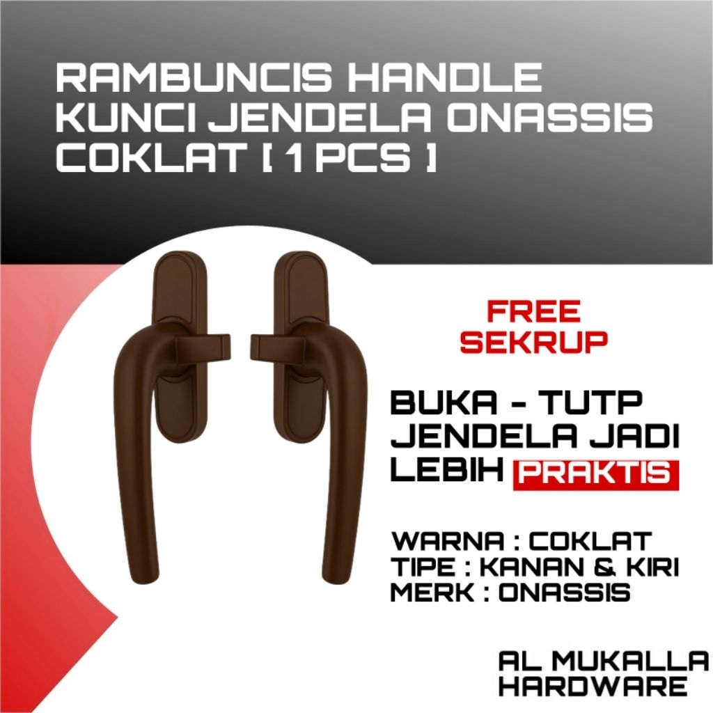 Onasis Rambuncis Jendela Alumunium - Handle Jendela Alumunium Minimalis / Grendel Kunci Jendela & Pi