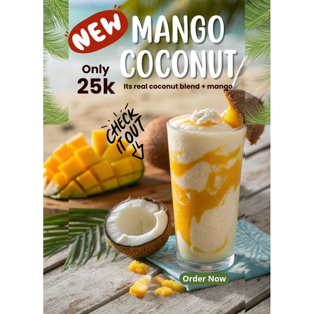 

Smoothies Mango Coconut/100,% real kelapa dan buah mangga