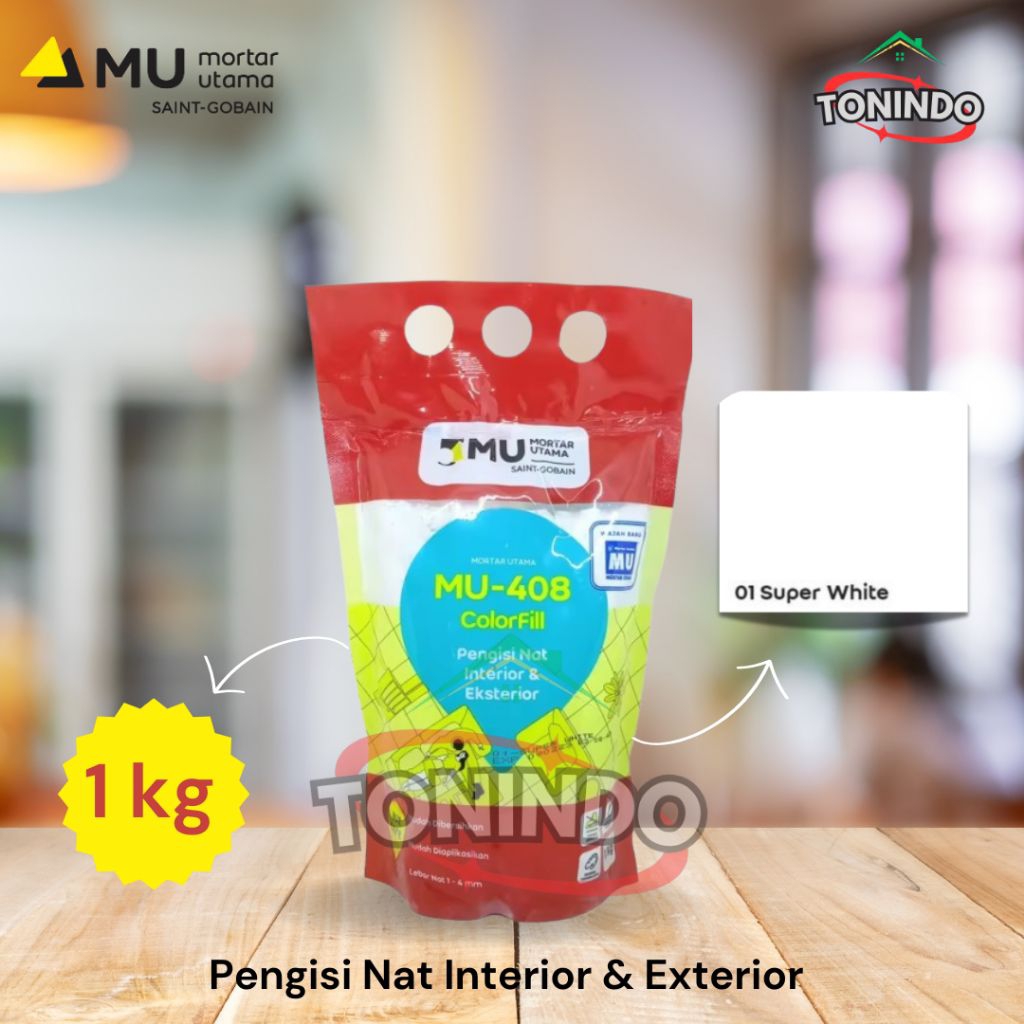 Pengisi Nat Keramik Mortar Utama MU-408 Colorfill Warna Super White Semen Nat