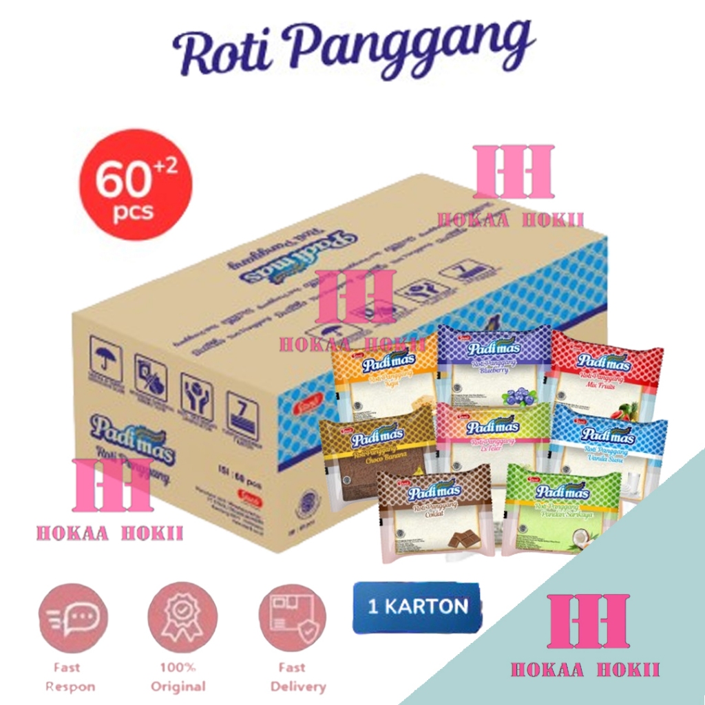 

Padimas Roti Panggang Paket Hemat 1 karton Isi 60 + 2 Pcs
