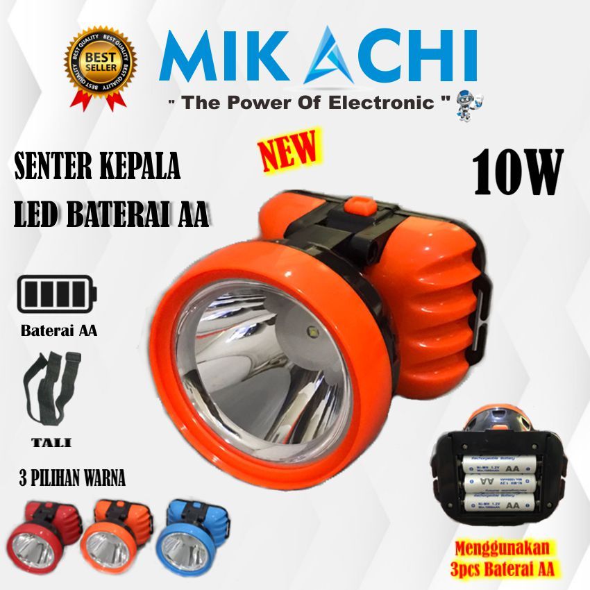 Senter Kepala Baterai AA  10W Mc-6421 HeadLamp Menggunakan baterai AA Senter gunung/camping (BONUS L