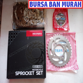 GEAR SET CHAIN KIT (SOLID BUSH) INDOPART S1435-2800S-SHO FD110-Shogun ORIGINAL MURAH