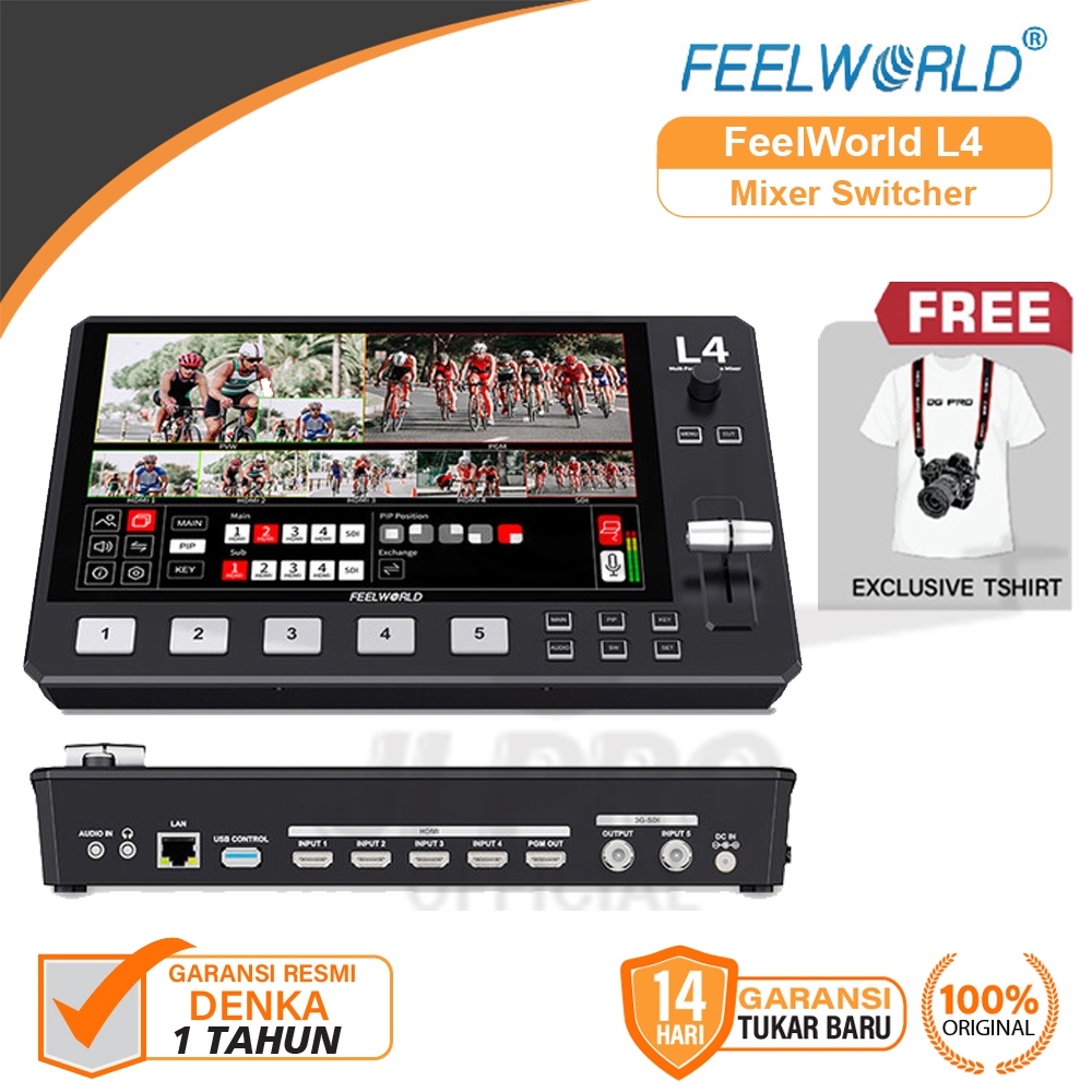 FeelWorld L4 HDMI Livestream Switcher with 10.1" LCD Monitor Garansi Resmi