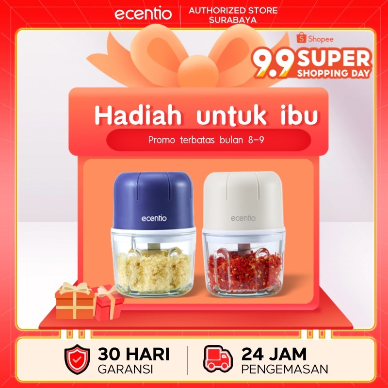 Ecentio SurabayaEcenti 250Ml6 PisauoFood MiniChopper Blender Blender Bumbu Dapur Portable