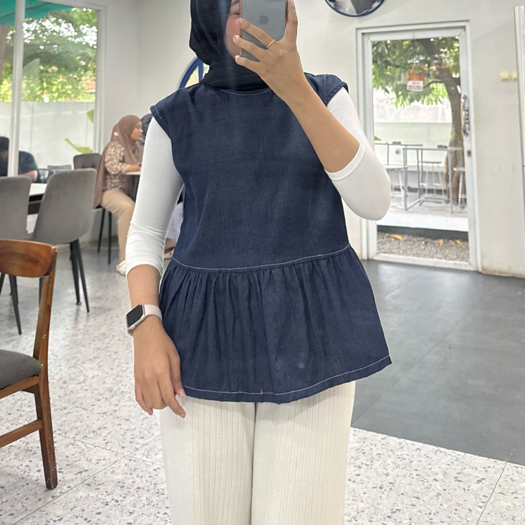 Lazy vest - vest basic - soft denim vest - outer denim - rompi denim