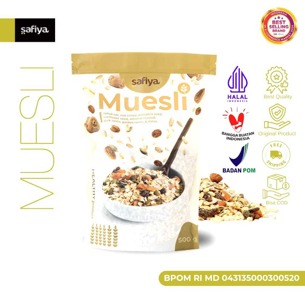 

Safiya Muesli Fruit & Seed 500 Gram Sereal Sehat Original Diet