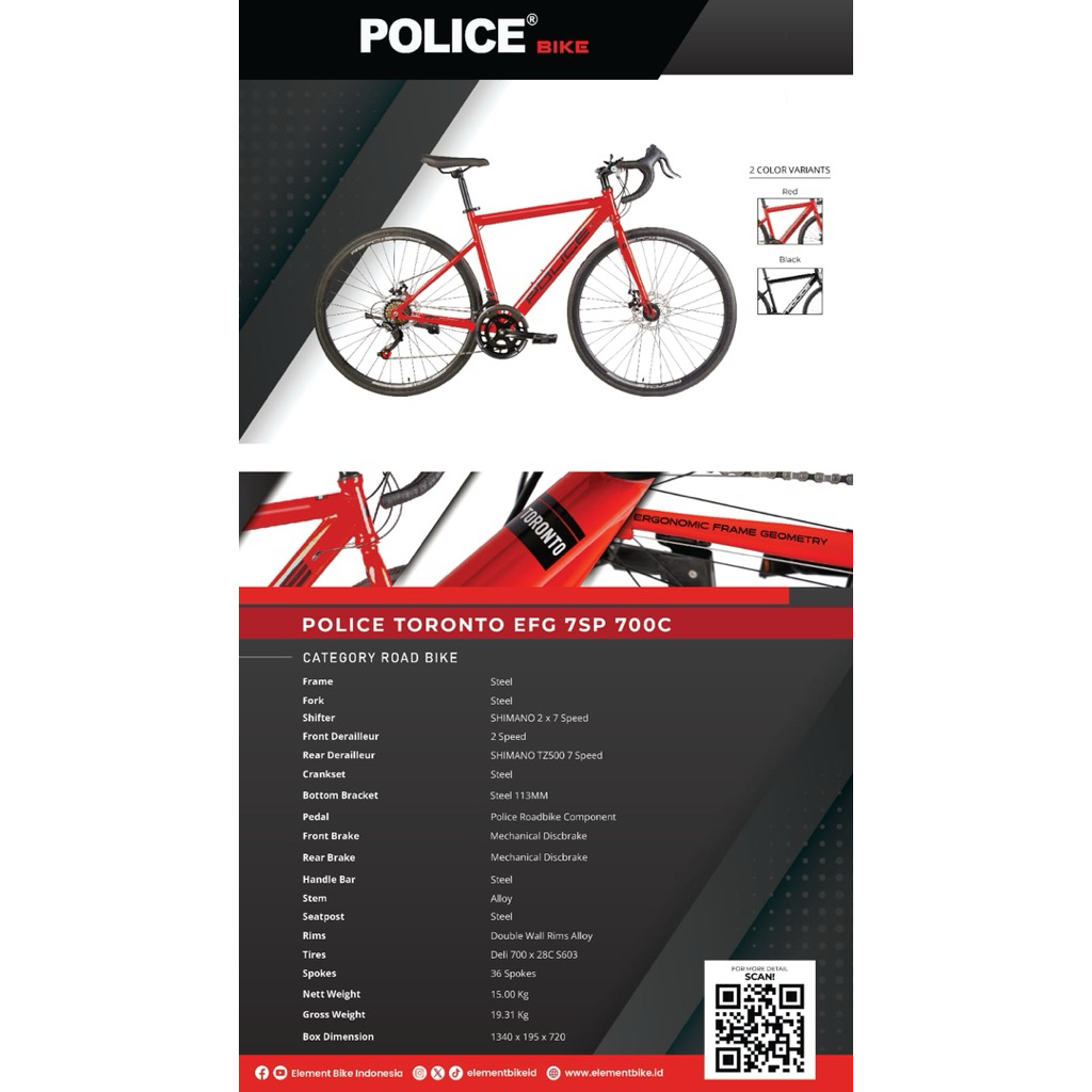 Sepeda Balap Roadbike 700c Element Police Toront EFG