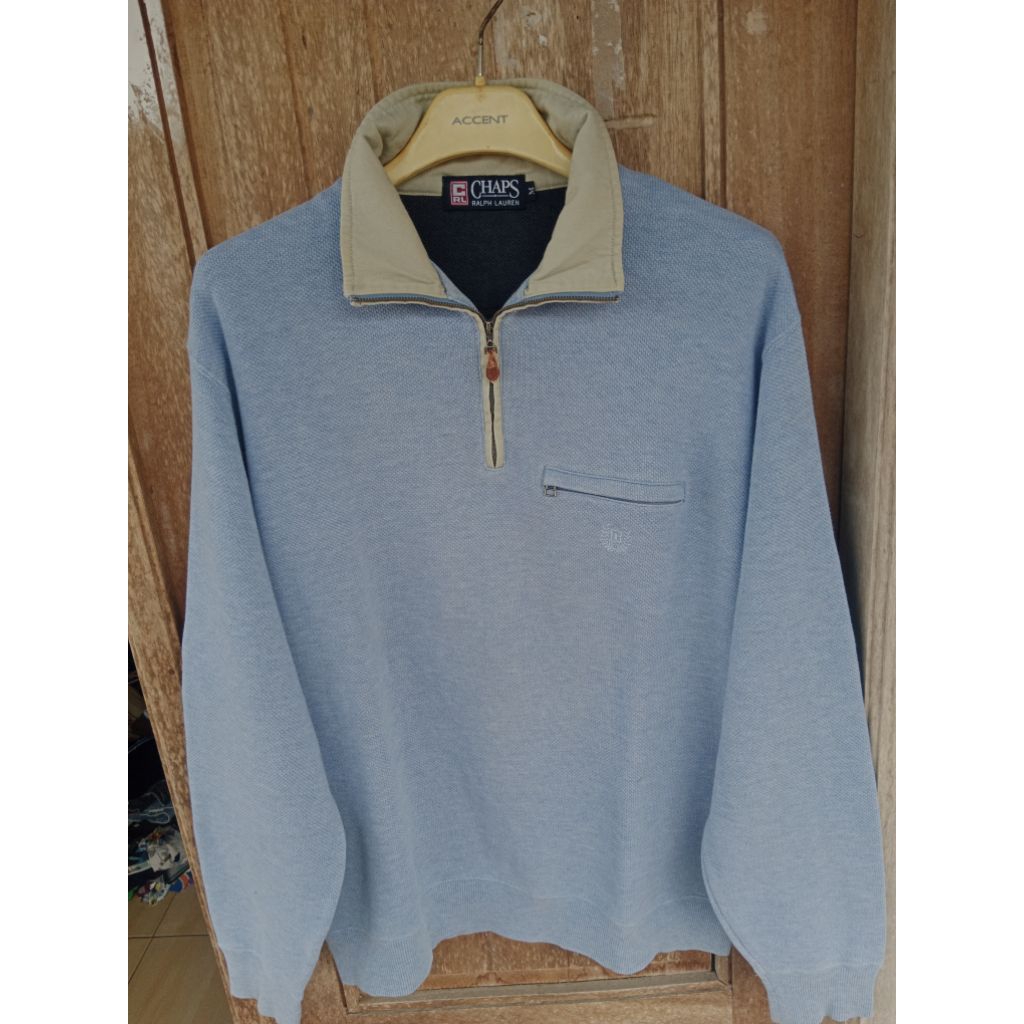 Halfzip sweater Chaps Ralph Lauren Sky blue