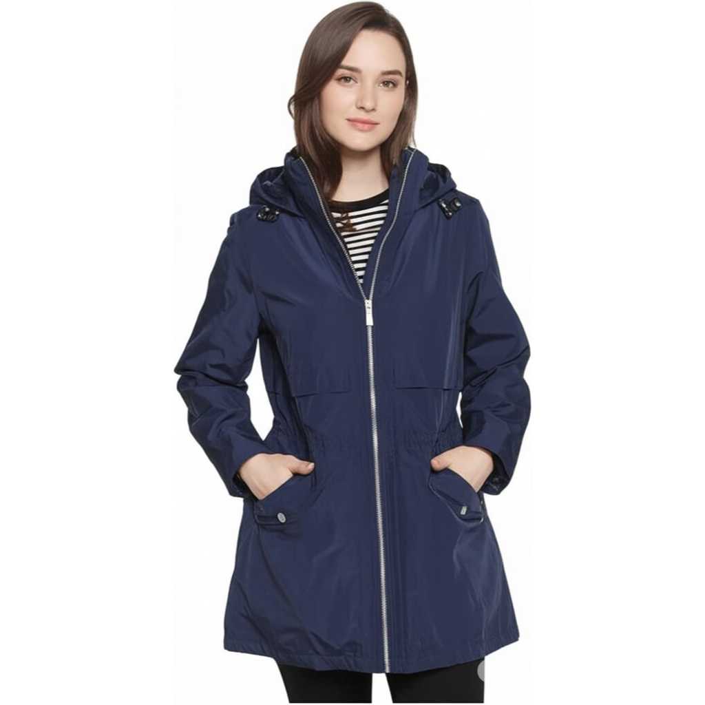 Jaket Wanita MK Anorak Parka Water Resistance Navy Original