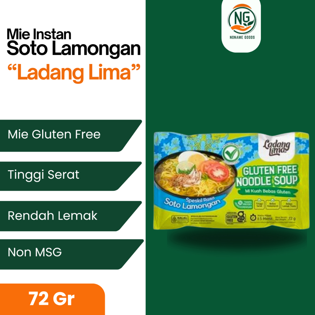 

MIE INSTAN KUAH SOTO LAMONGAN LADANG LIMA MIE GLUTEN FREE