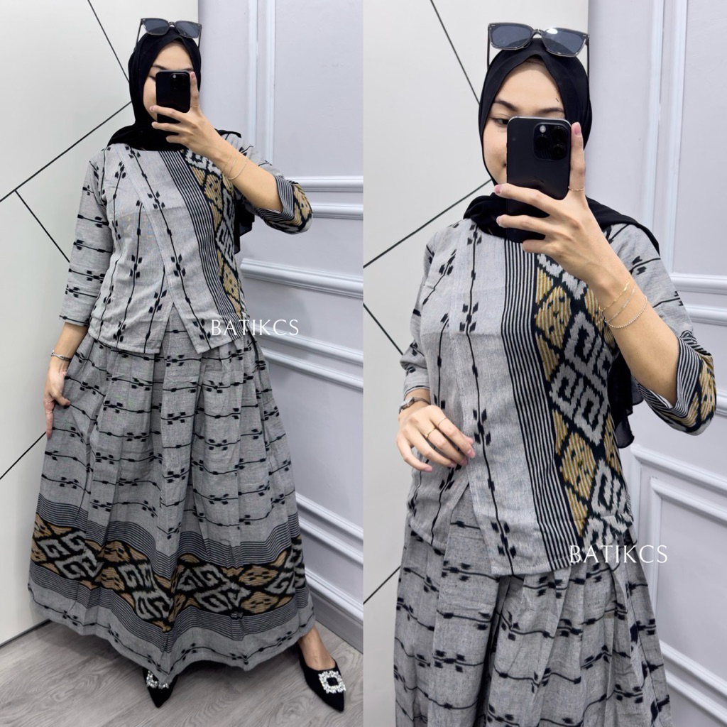 Tisya set original tenun songket setelan batik wanita cantik