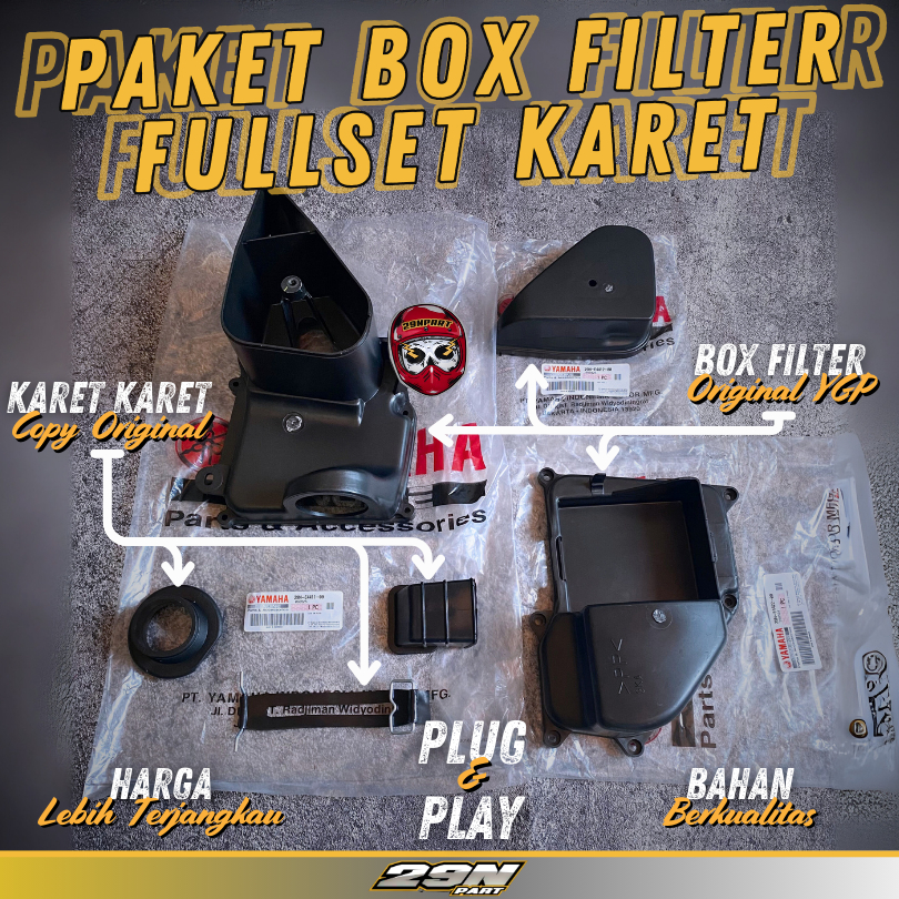 Box Filter Udara Tengah Kanan Kiri Set Motor RX KING RXKING RXK ORIGINAL YGP Plus Karet Karet Joint 