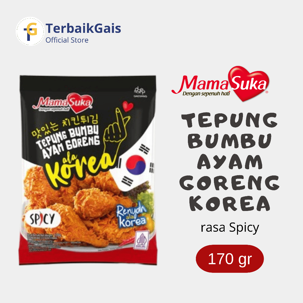 

Mamasuka Tepung Bumbu Ayam Goreng Ala Korea Rasa Original 170gr / Rasa Spicy 170gr