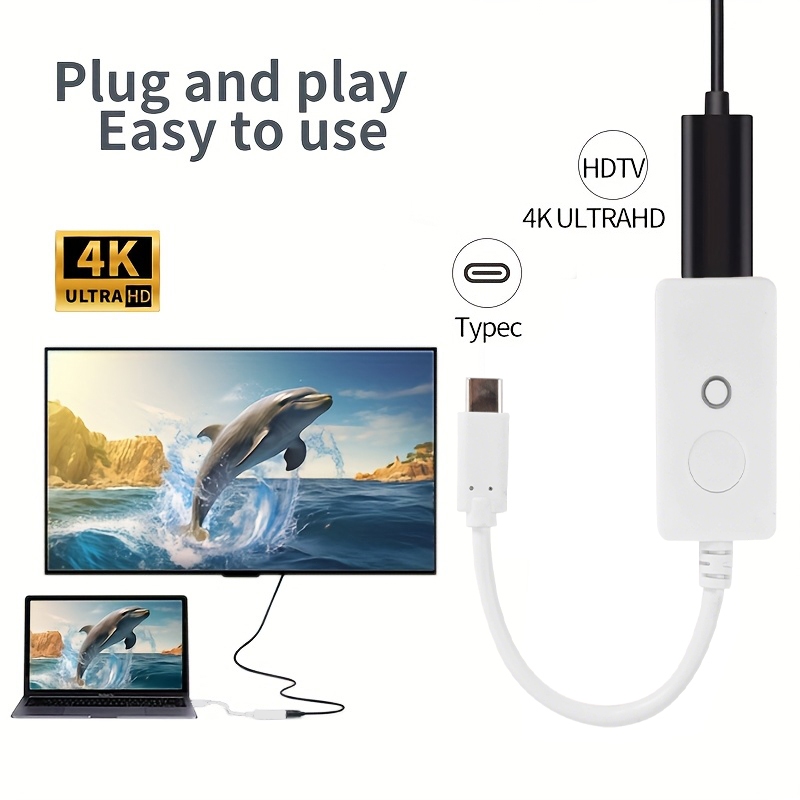 Converter Type C to HDMI dengan SWITCH ON/OFF - Tidak Perlu Cabut Pasang Kabel Compatible untuk MacB