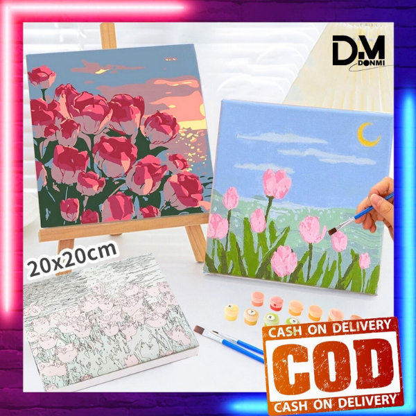 

DONMI Paint By Number 20x20cm Kit Kartun DIY Painting Kit Canvas Paint By Number Digital Melukis Dengan Kayu Frame Dekorasi Ruangan