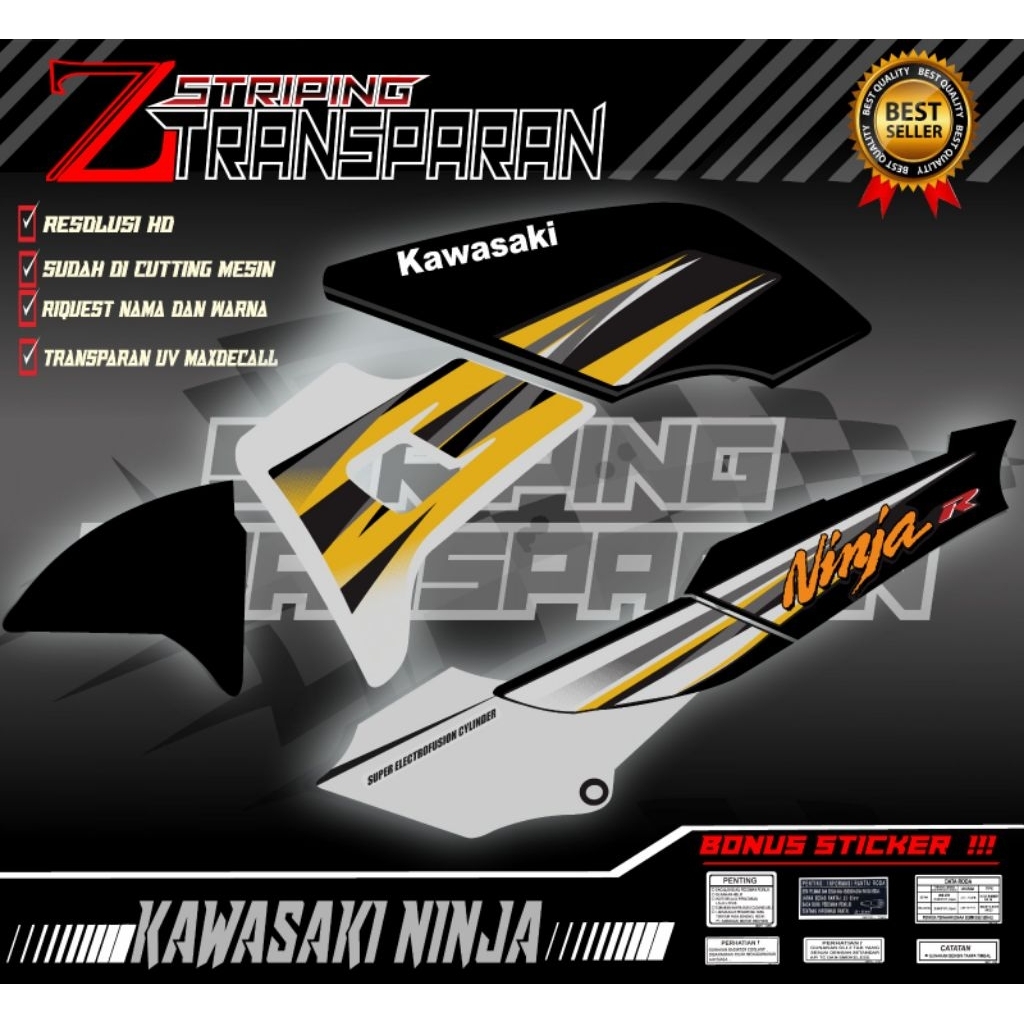 Striping Variasi NINJA R KIS 2004 transparan MAXDECAL PREMIUM (NINJA KIS) sudah dicutting mesin bisa