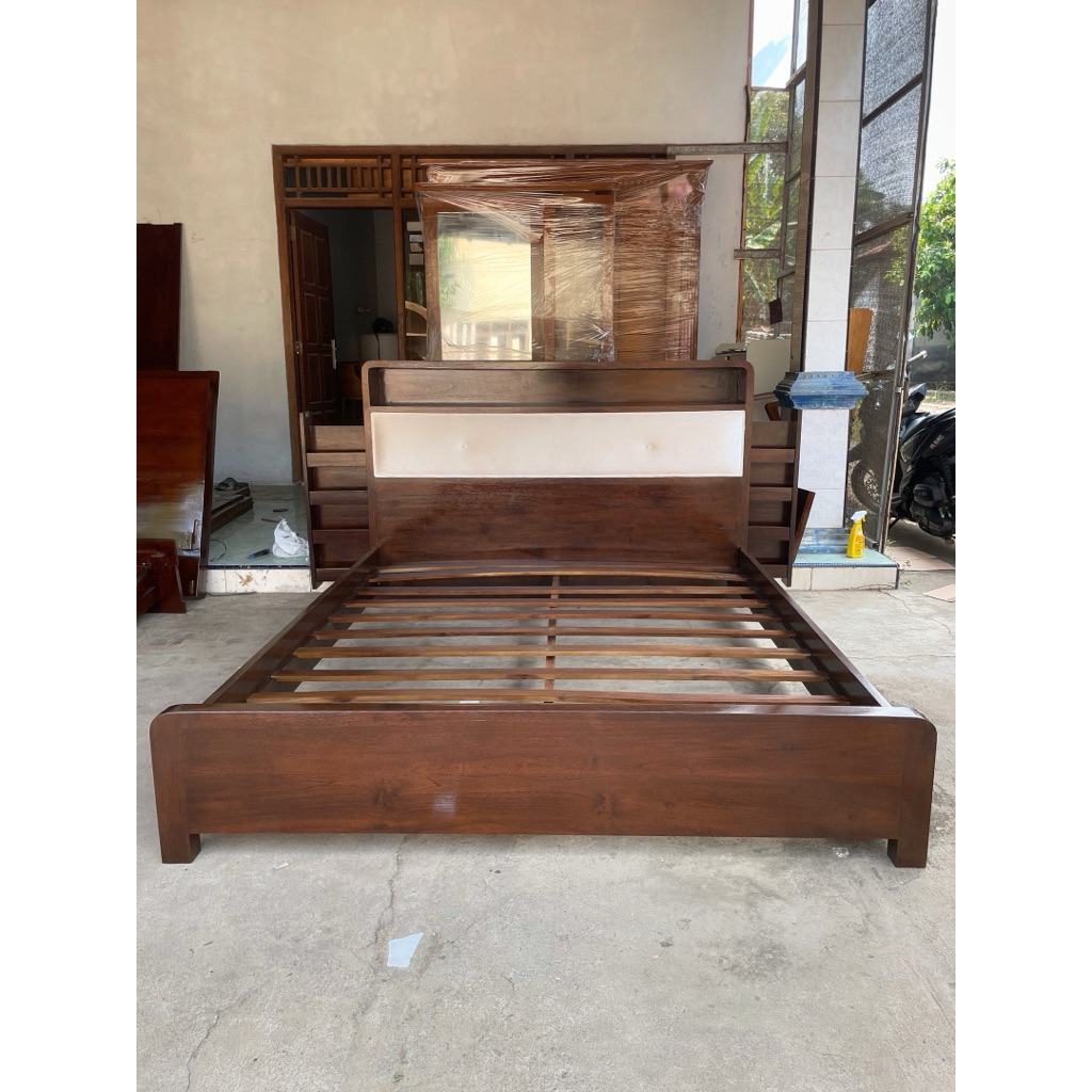 Dipan minimalis 160x200 laci headboard full kayu jati tpk