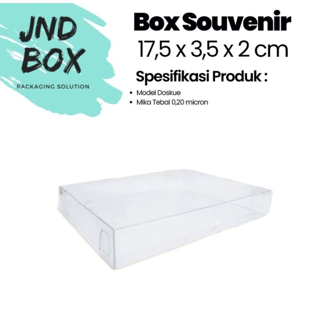 

Kotak Mika Kemasan Souvenir Uk. 17,5 x 3,5 x 2 Dk