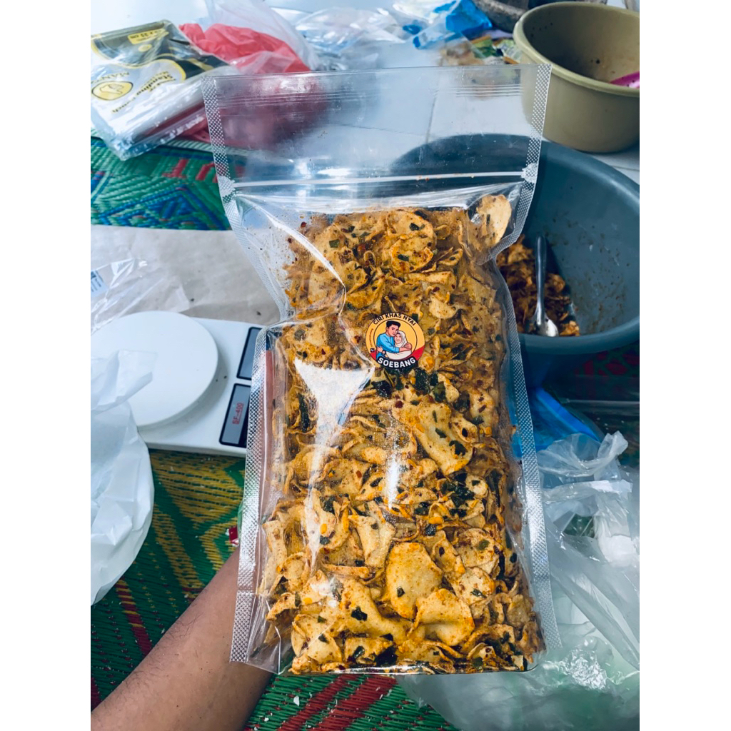 

500 Gram Basreng Koin Tipis Khas Nyai Bumbu Melimpah Daun Jeruk