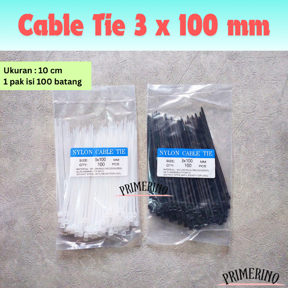 

Nylon Cable Ties 3 x 100 mm 10cm Pengikat Kabel Ties (100 pcs) Cable Tie Tis