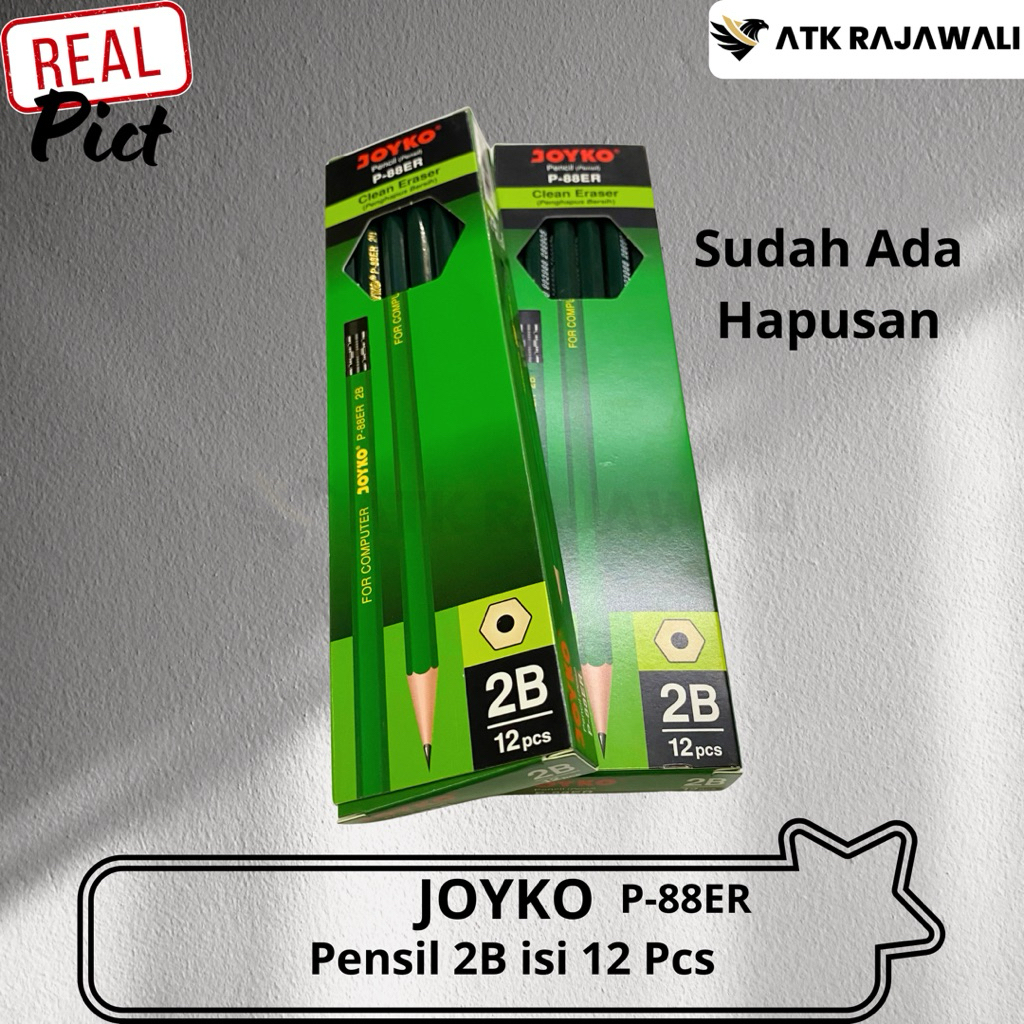 

(1Pack) Pensil Joyko Kayu 2B P-88 ER (Ada Penghapus) Pensil Wooden P88 ER