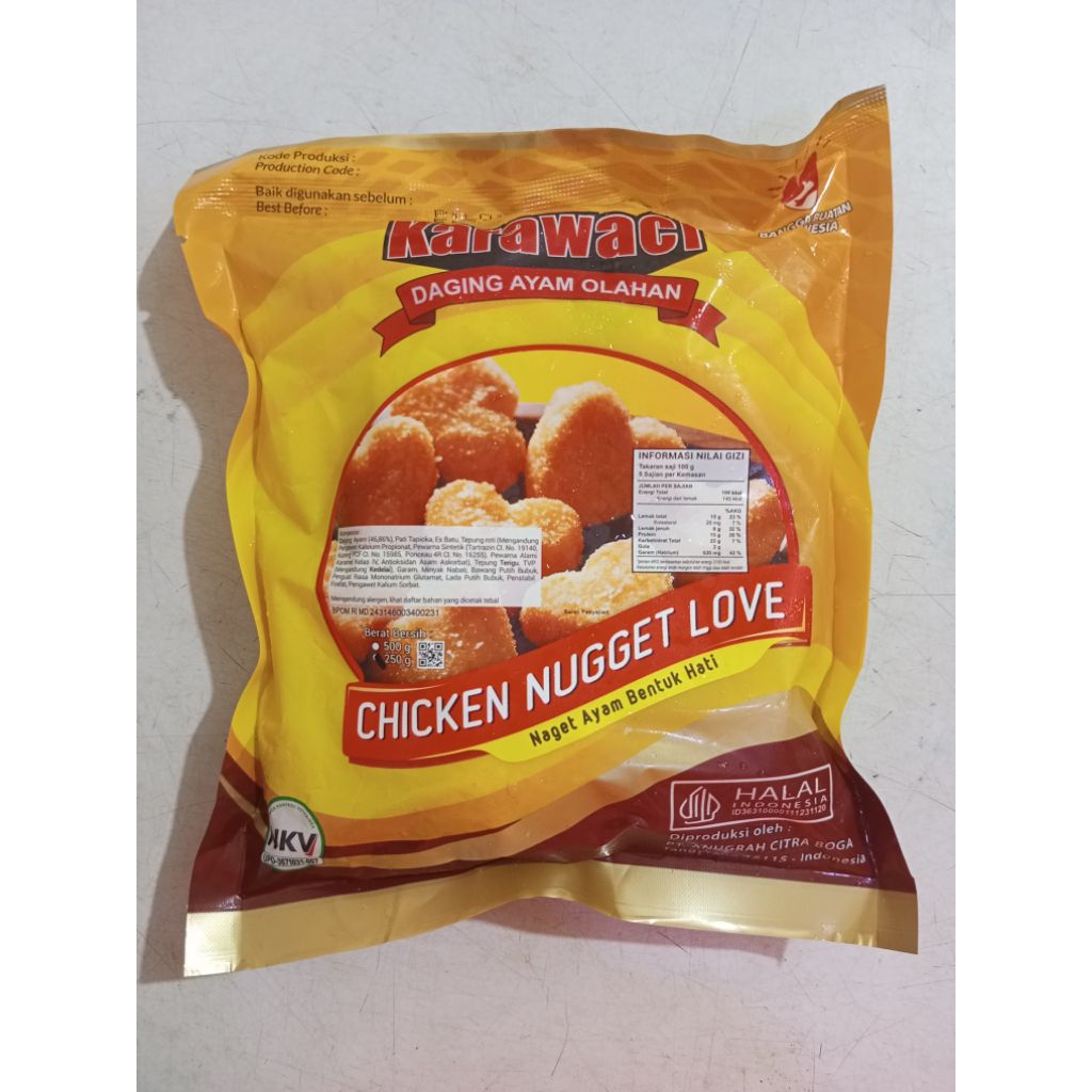 

Karawaci Nuget Love 250gr/naget daging ayam olahan