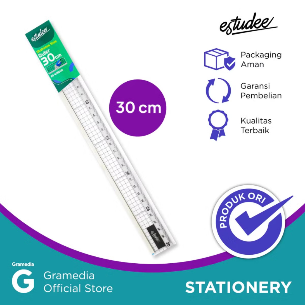 

Gramedia Tunjungan : Penggaris Estudee Stainless Side Ruler 30Cm
