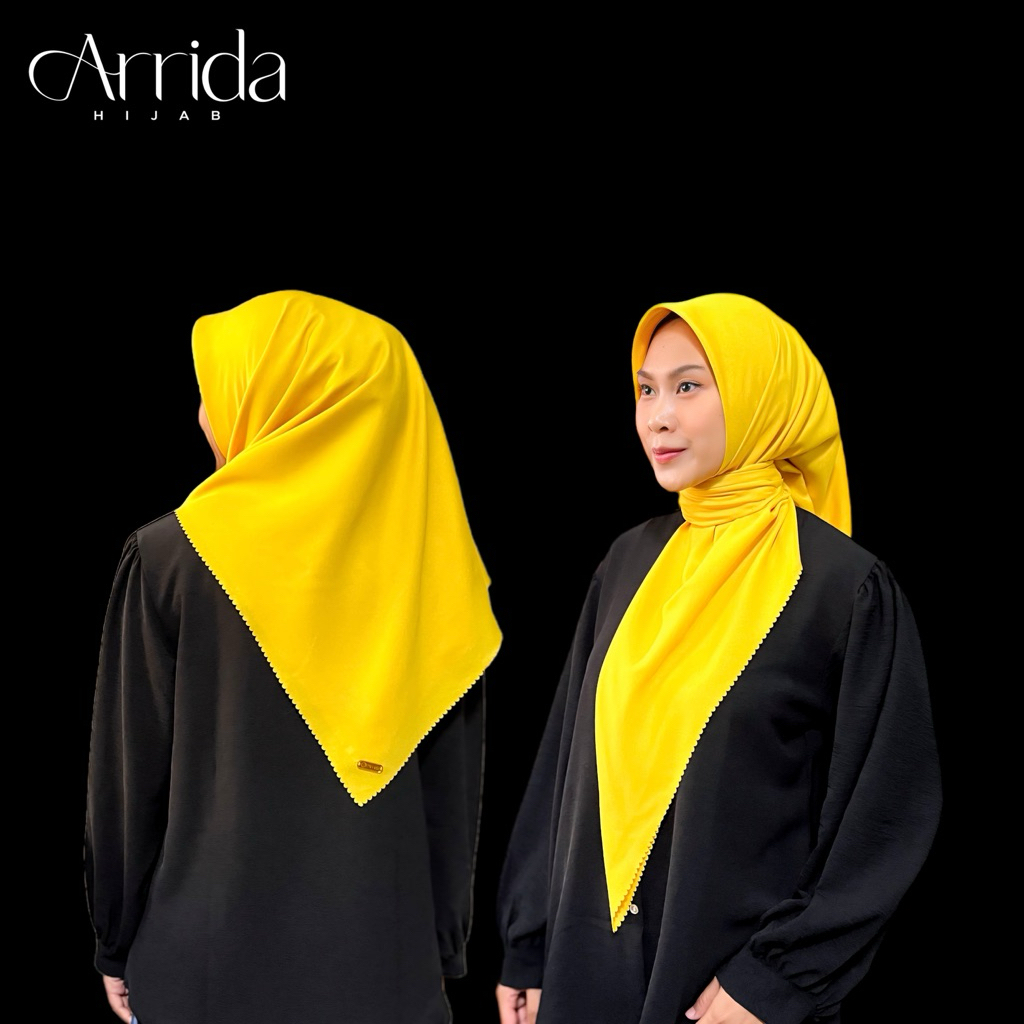 Segiempat Kuning Cerah 110x110 (FREE POUCH) / Segiempat Kuning Cerah / Kerudung Kuning Kenari / Hija