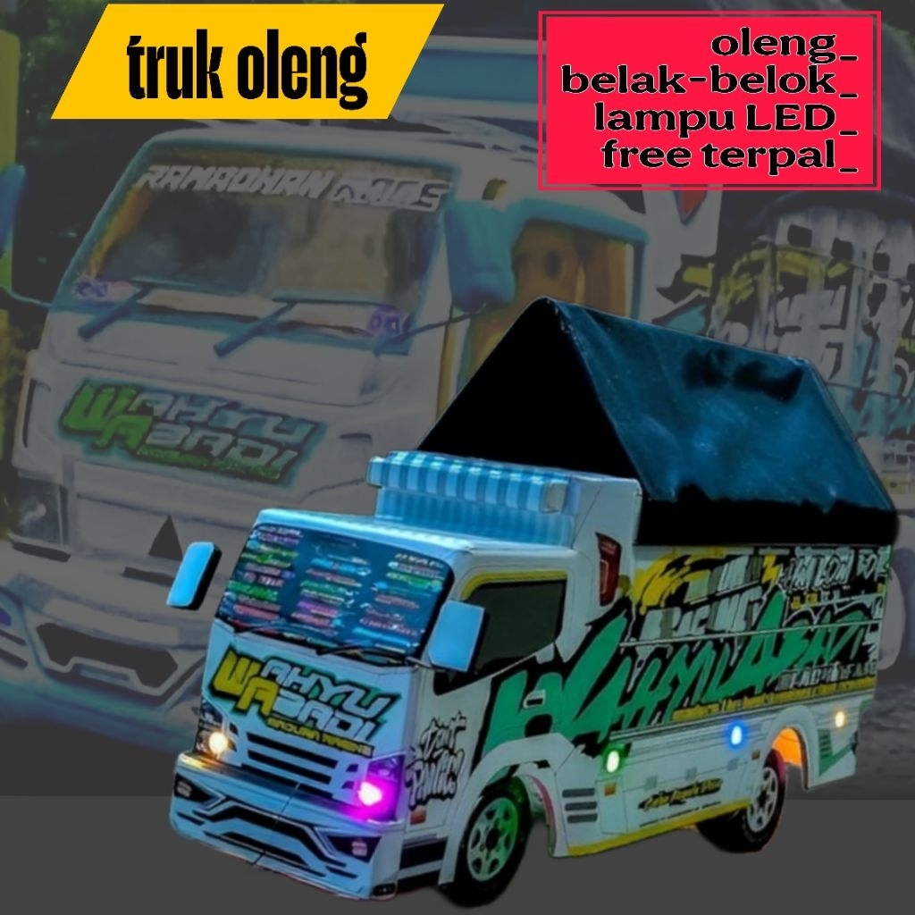 miniatur truk oleng Wahyu abadi 2 warna putih full variasi