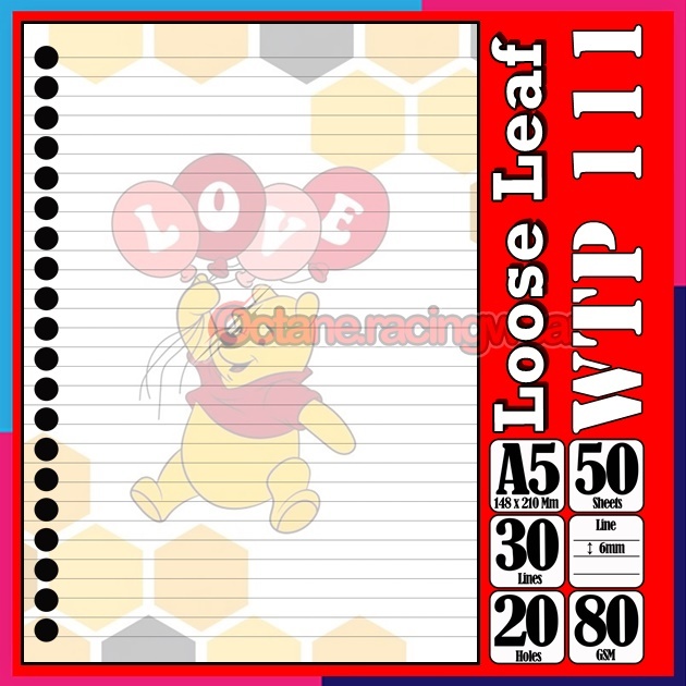 

Loose leaf Kertas binder A5 Isi 50 Lembar karakter Winnie The Pooh Beruang Kuning icon lucu Kertas binder autestic autestik Estetik Buku Refil isi ulang lucu warna warni bergambar garis Polos Repil Vol-3