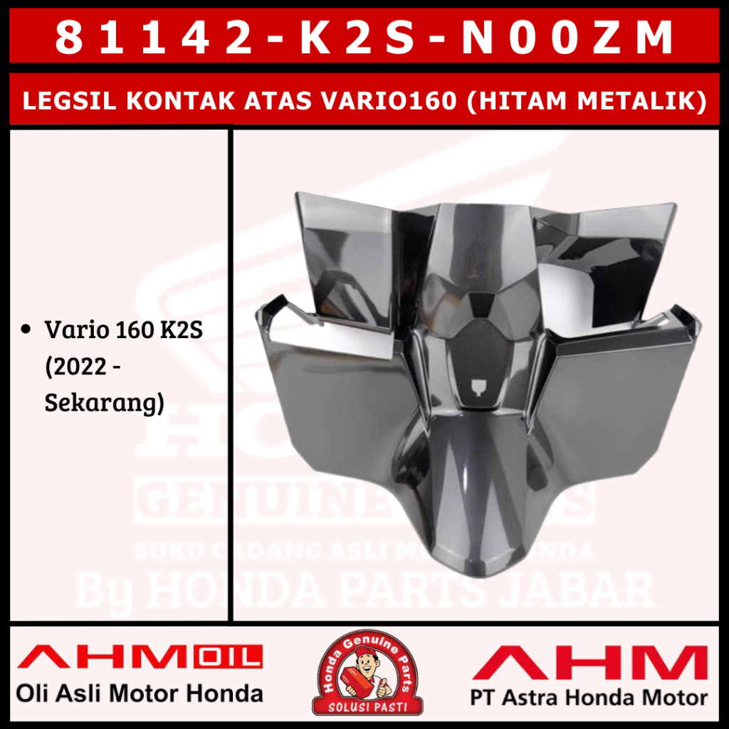Cover Legsil Kontak Atas Vario160 K2S (Hitam Metalik) 81142K2SN00ZM