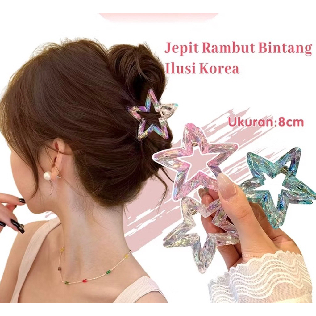Jepit Rambut Bintang Laser Korea / Jepit Rambut Bintang Besar 8cm / Jepit Rambut Cantik Gadis Cantik