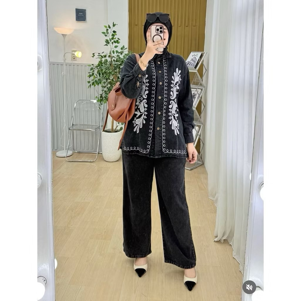 setelan jeans / SET JUMBO WANITA / setelan zara original / setelan wanita terbaru