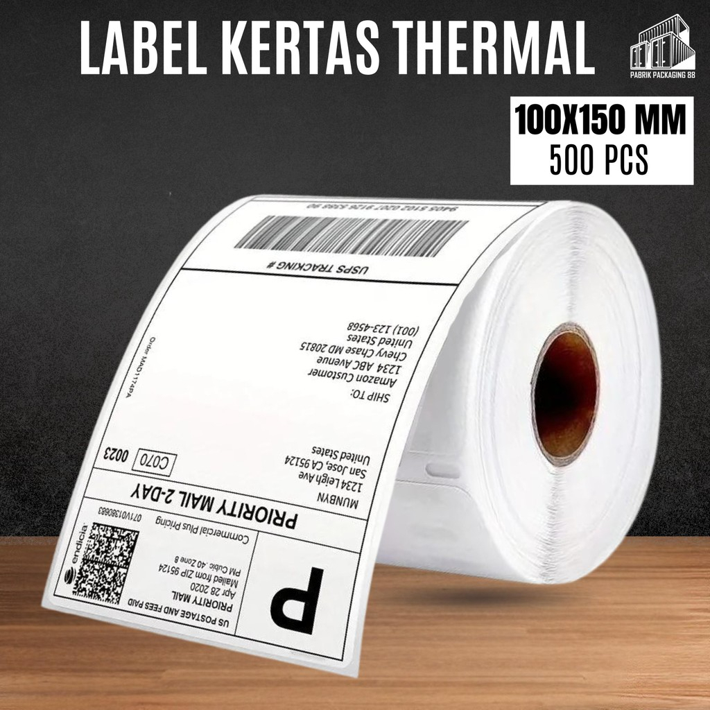 

Kertas Label Thermal Resi 100x150 Isi 500PCS Roll