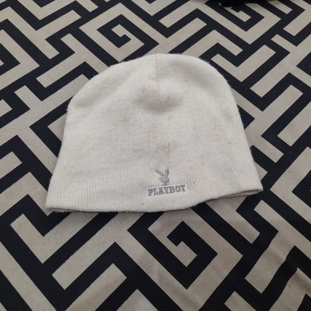 Beanie Hat Topi Kupluk Playboy Putih Second