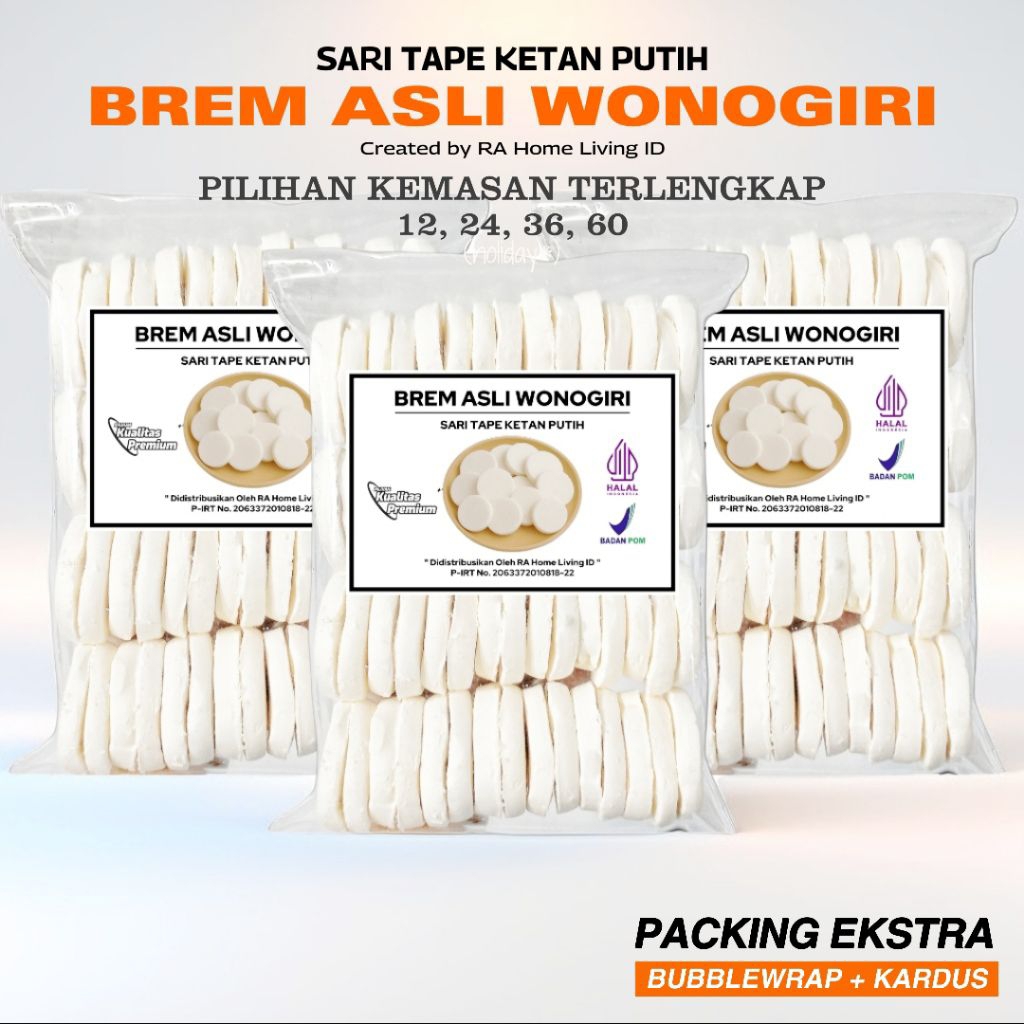 

BREM ASLI WONOGIRI PREMIUM ISI 12 24 36 60 SARI TAPE KETAN PUTIH ASAM MANIS