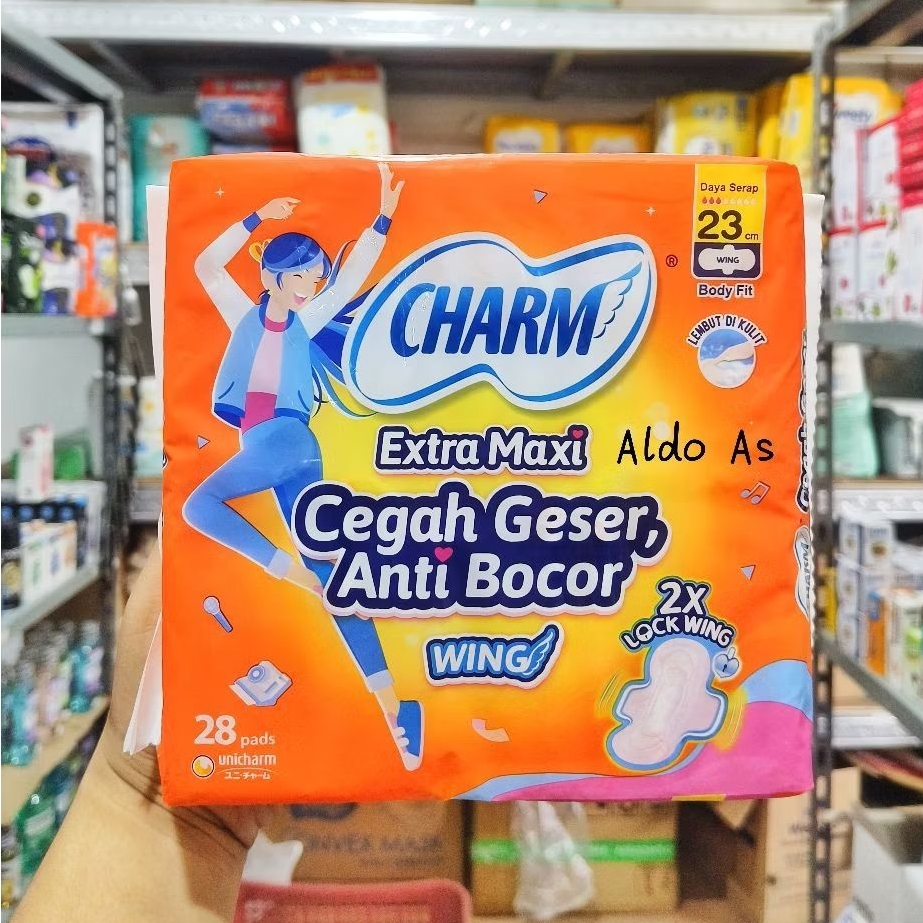 Charm Body Fit Extra Maxi Wing / Softex 28 pads / Pembalut Wanita 23cm