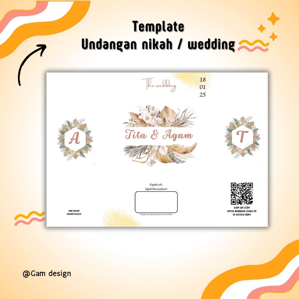 Undangan pernikahan aesthetic lipat 3 simple