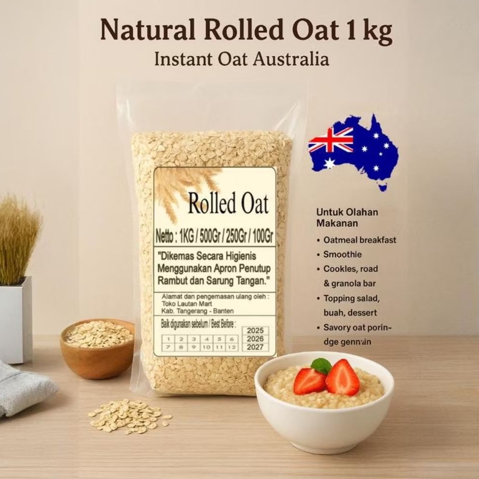

Rolled Oat 1 Kg / Instant Oat – Oatmeal Australia Tinggi Serat untuk Diet & Sarapan
