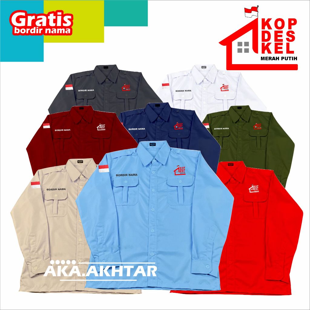 kemeja koperasi desa merah putih terbaru lengan panjang - seragam koperasi desa kelurahan - baju kop