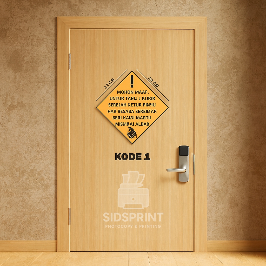 

SidsPrint Stiker Mohon Maaf Setelah Ketuk Pintu | Untuk Kurir & Tamu | Ukuran & Desain Custom