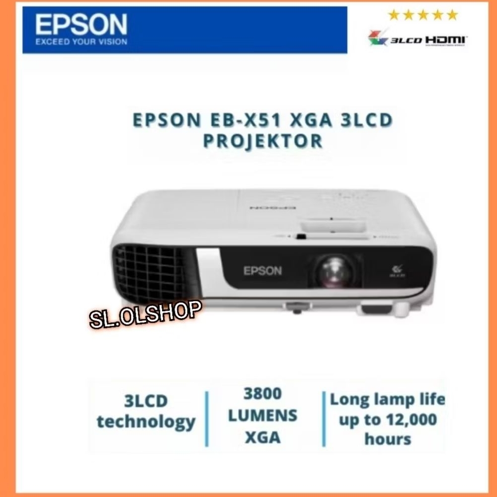 PROYEKTOR EPSON EB -X51/EPSON EB X51 XGA 3800 ANSI LUMENS HDMI 3LCD