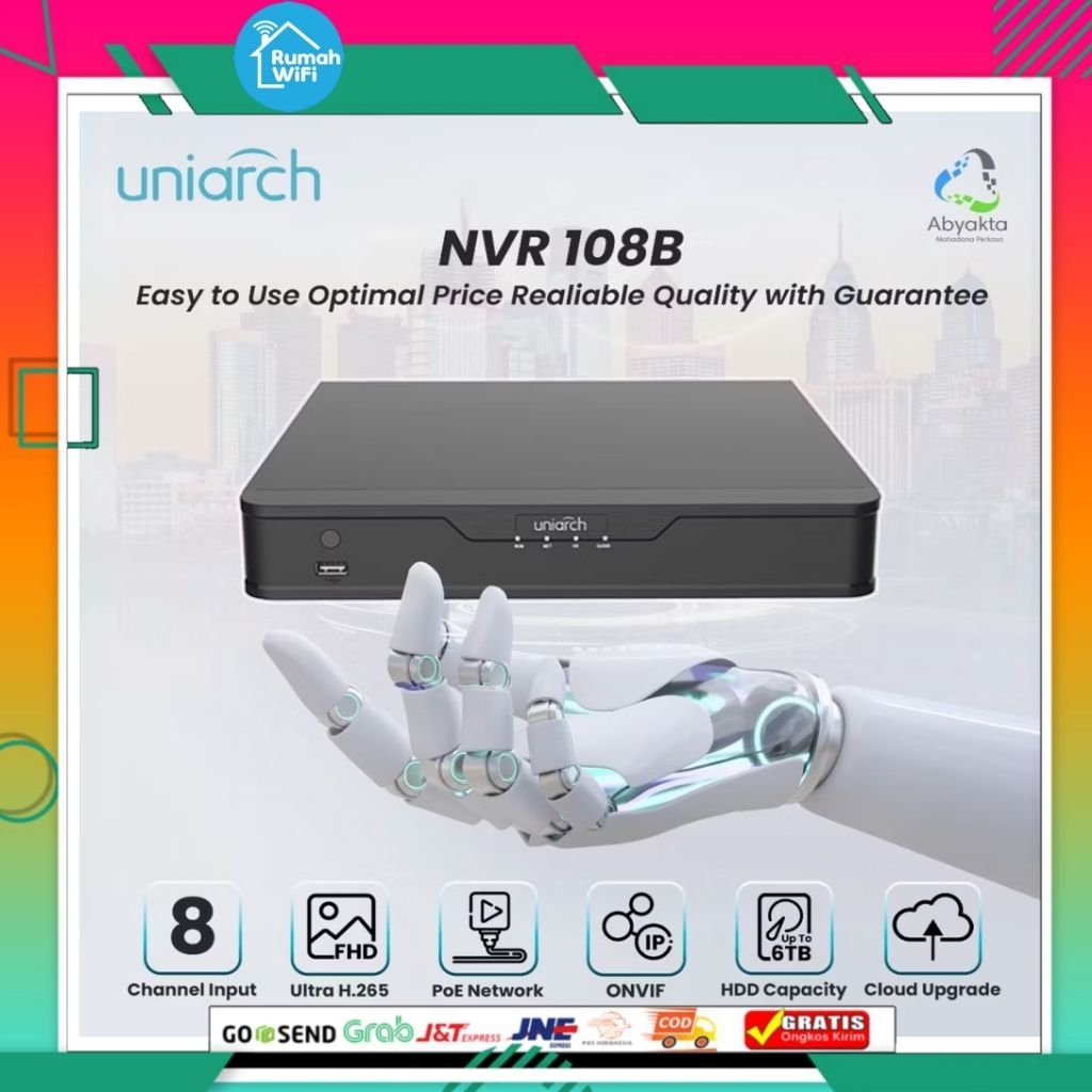 Uniarch NVR-108BC | NVR 8 Channel | Uniarch cctv ip | NVR onvif | HDD up to 6tb | Network video reco
