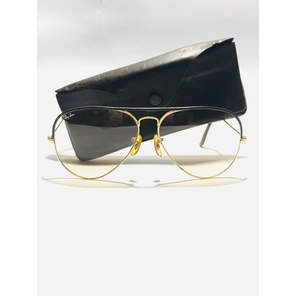 Kacamata Vintage Ray-ban Aviator Large Metal Changeable Brown Leather Unisex Made In USA