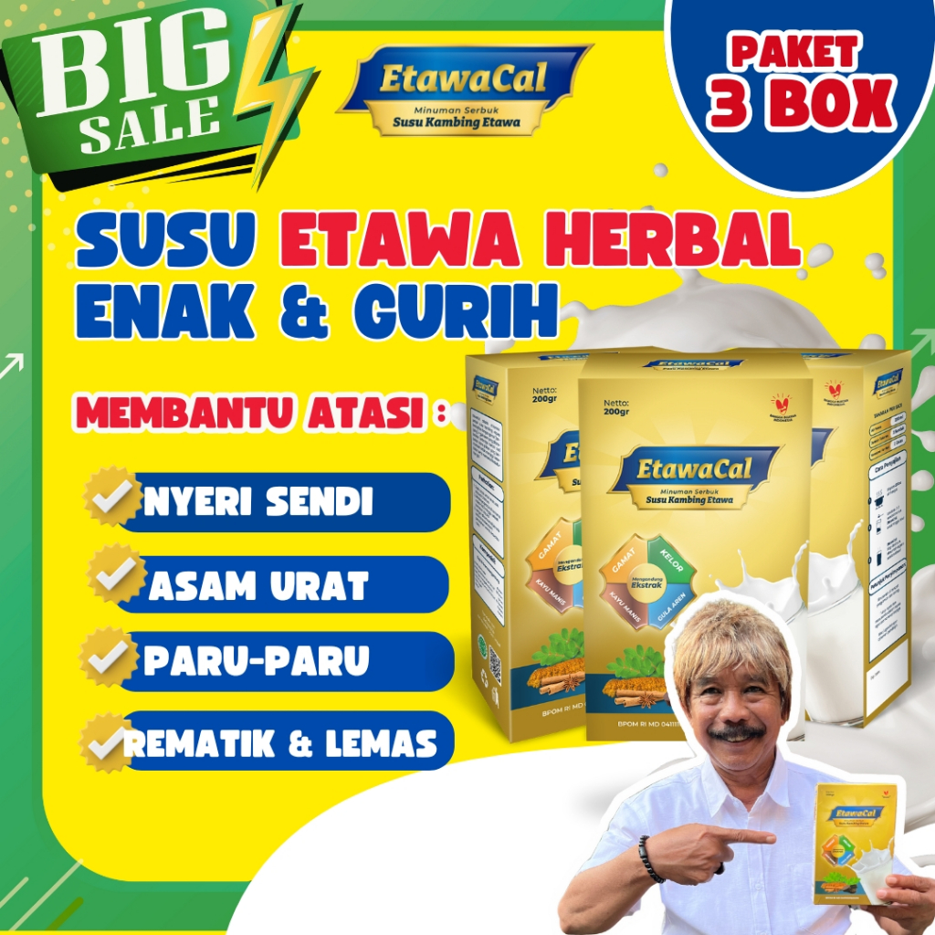 

Etawacal Paket 3 Box - Susu Etawa Original Atasi Rematik Kolestrol Asam Urat Nyeri Sendi Halal BPOM